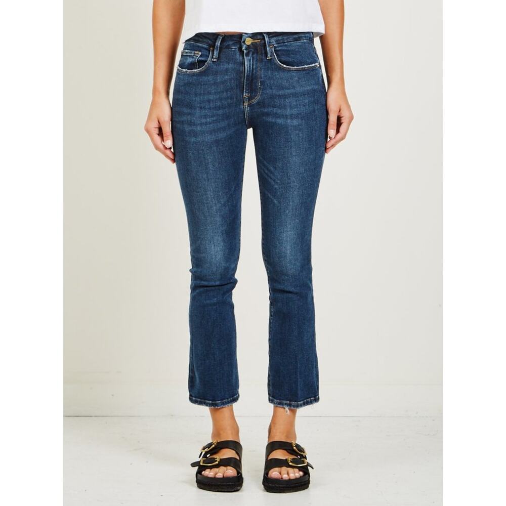 FRAME Le Crop Mini Boot Jeans 28 Kinlock Dark Blue Wash LCMB665